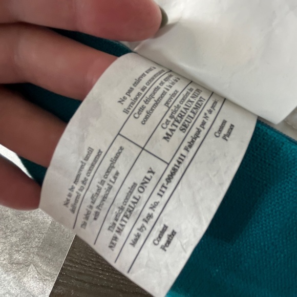 Turquoise linen 18 in accent pillow, with feather insert, like new. - Picture 8 of 13